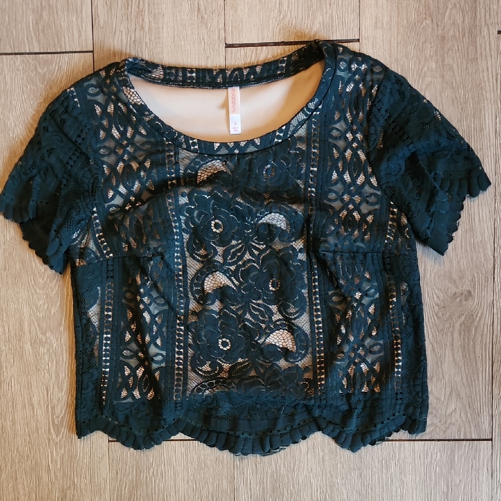 Elegant Lace Women Top in Dark Green
